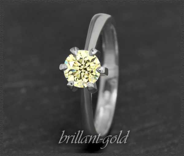 Brillant Ring 585 Gold; 0,71ct, zart gelb & Si1-2